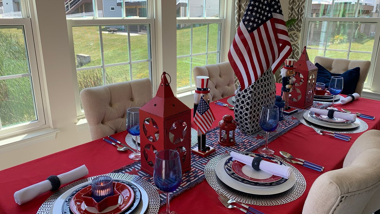 NEW# MULTIPLE STYLING OF PATRIOTIC TABLESCAPE #tablescapeideas