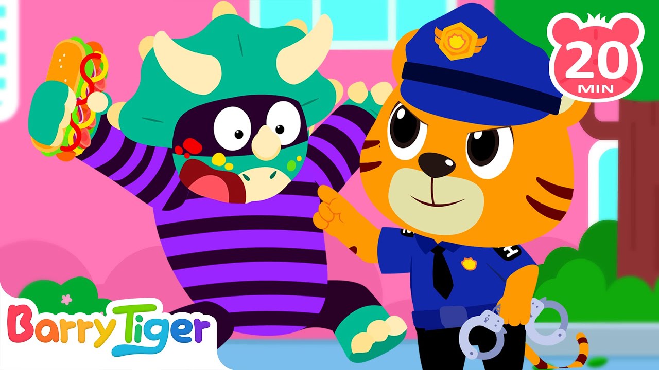 Hey! That Dino Didn’t Pay! 🦖💨🍔 Funny Police Adventure | Kids Cartoon | BarryTiger