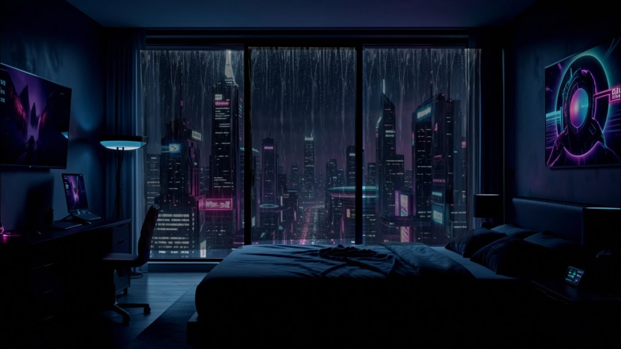 City Rain at Night for Deep Sleep | Cozy Bedroom ASMR 1 Hour