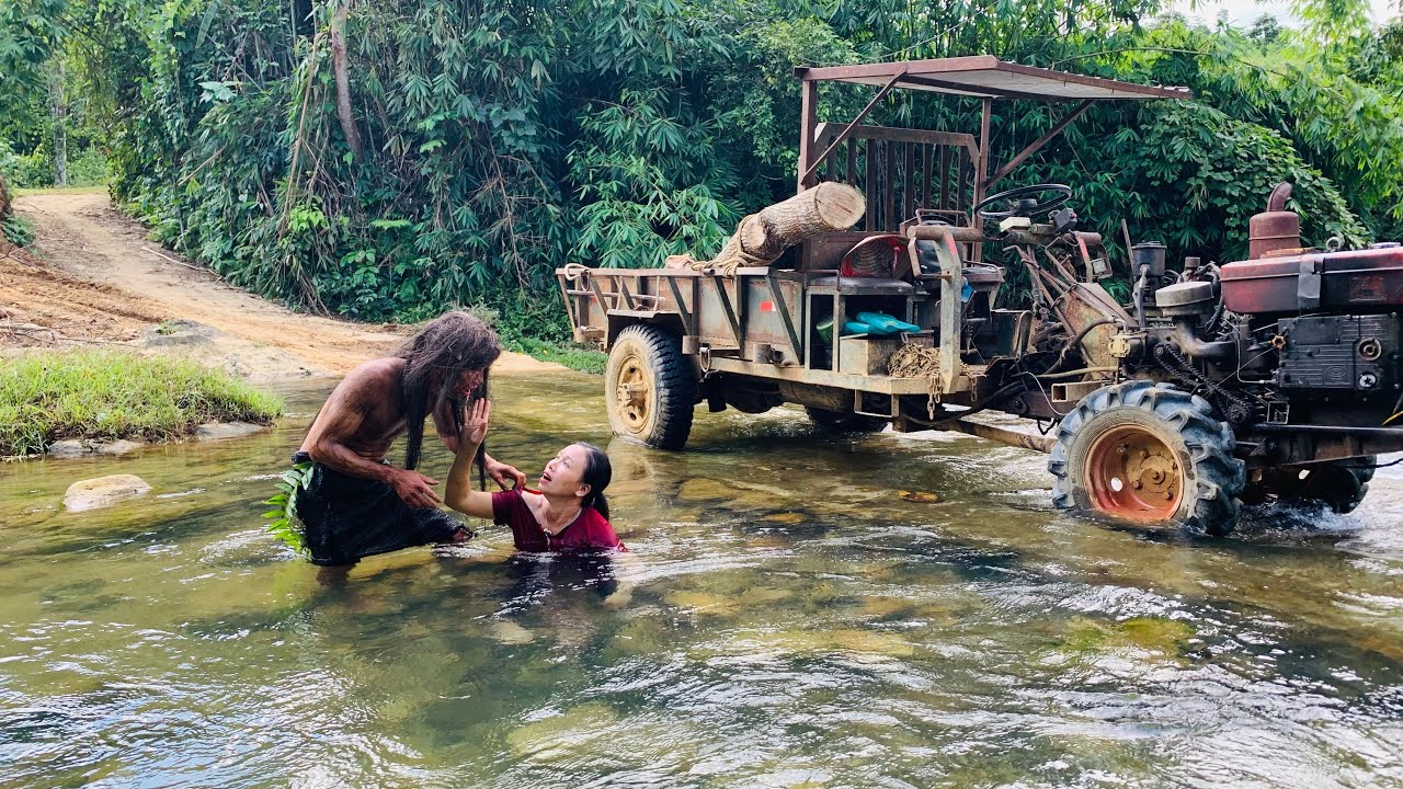 Country Girl's Wood Transport Vehicle