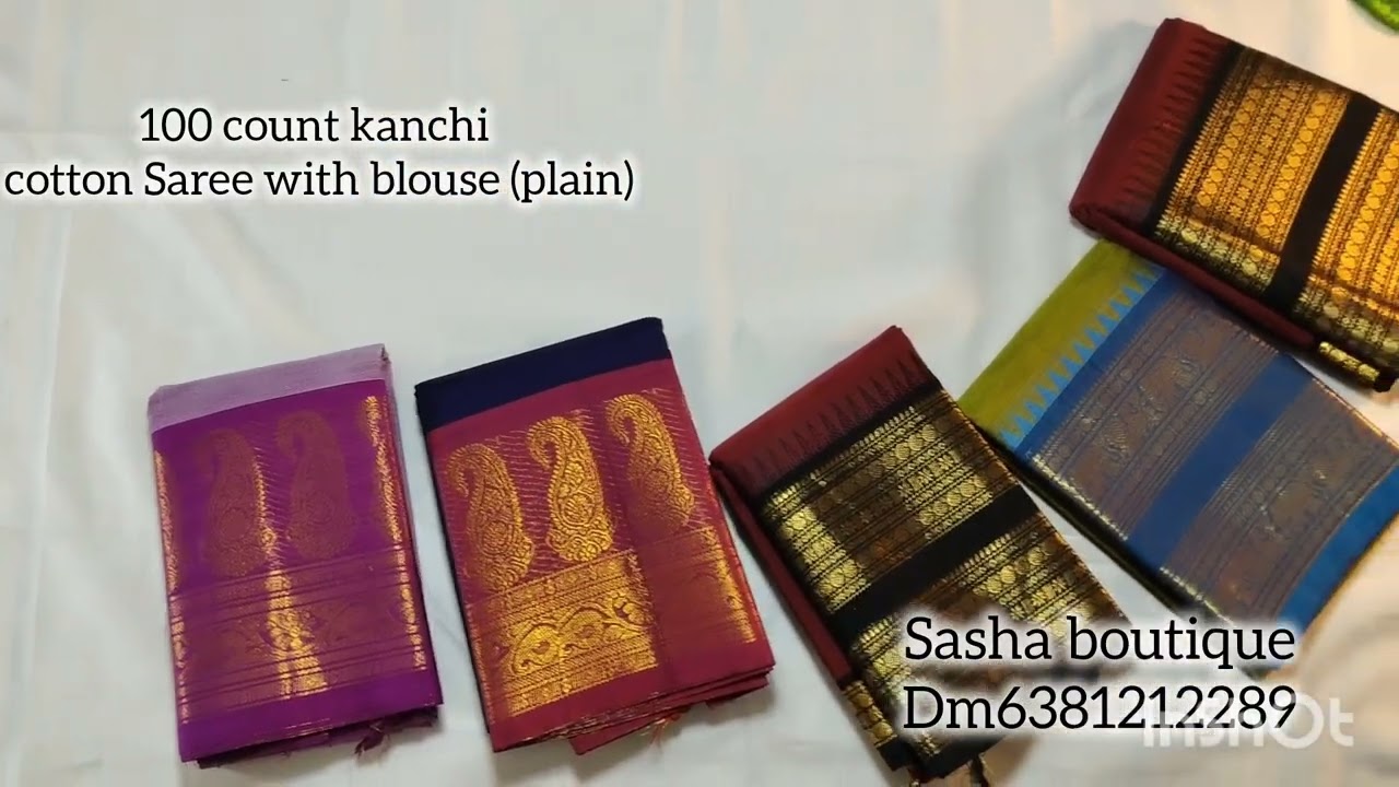 💐**100 count kanchi cotton saree with running blouse** (Plain)💐@Sashaboutique2024 