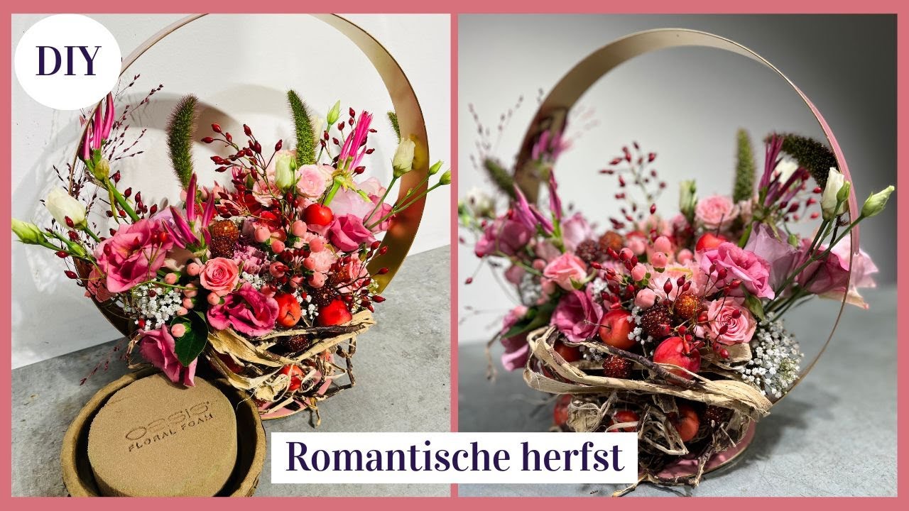 Romantisch herfstbloemstuk met OASIS® BIOLIT® BIO SCHAAL |Carlein Tukkers| Cursus Bloemschikken #248