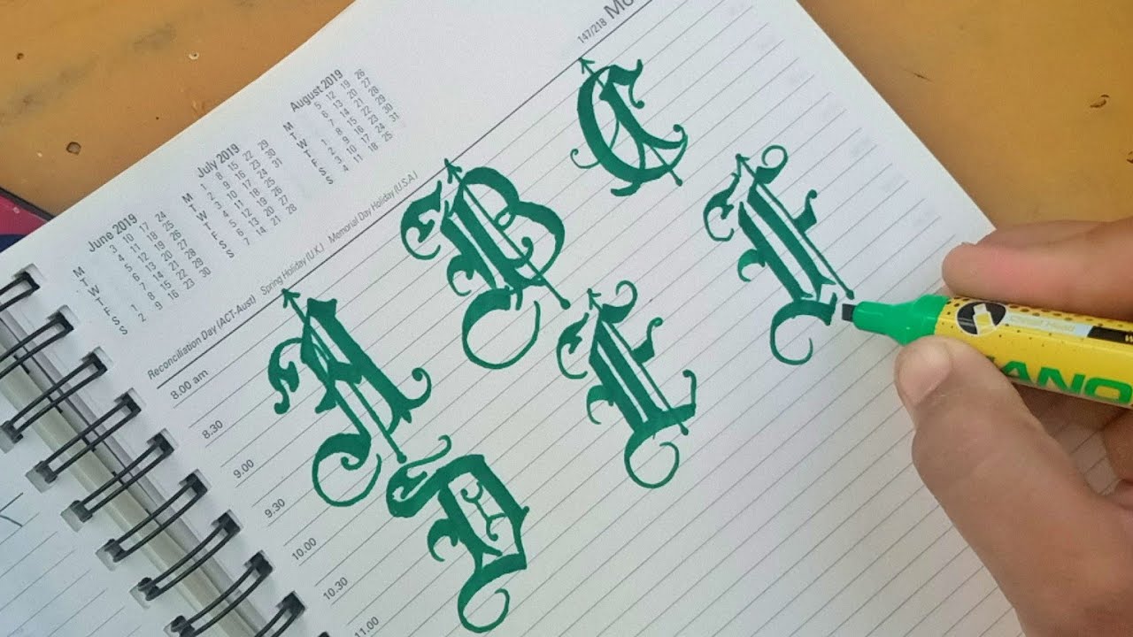 Gothic calligraphy alphabets from a to z | Old english Letters | Blackletter