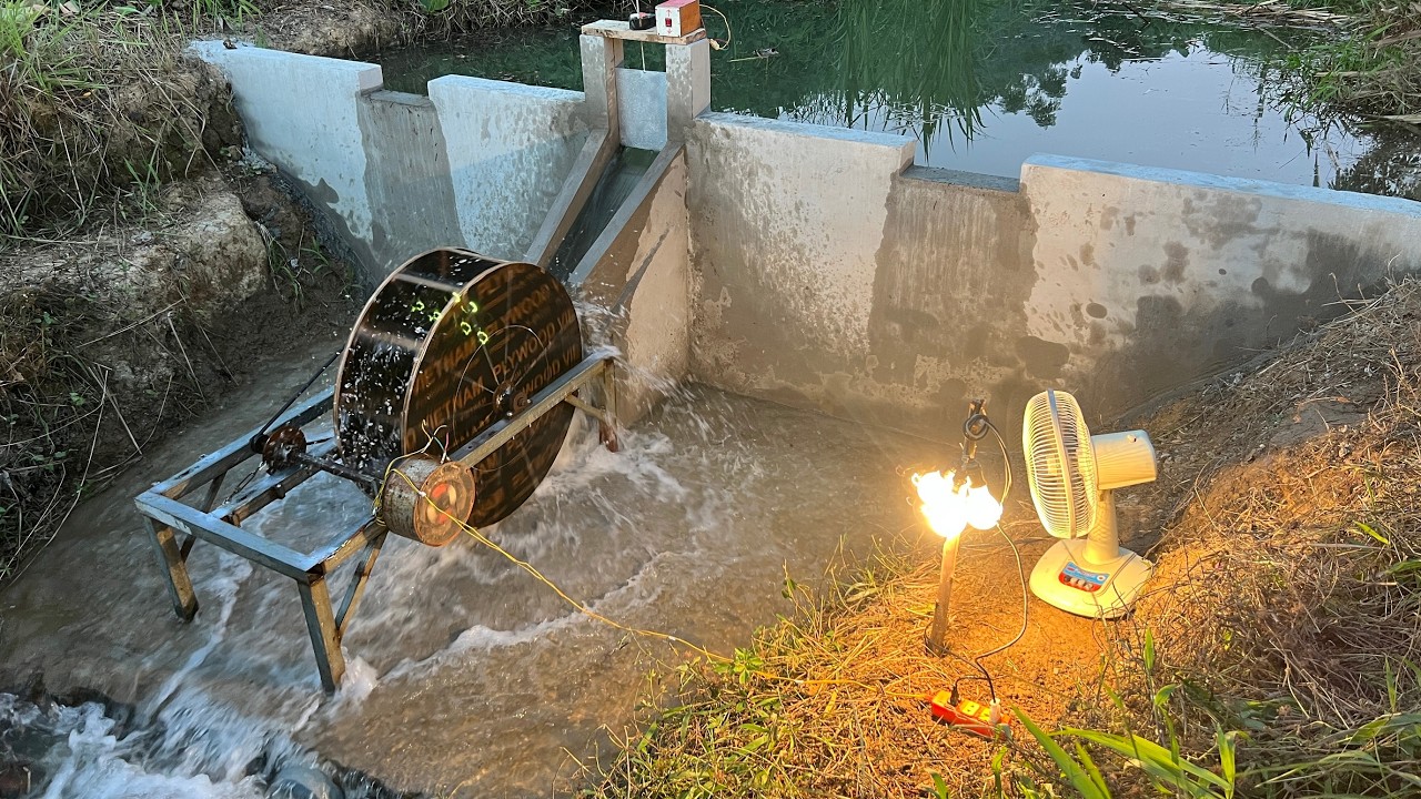 Building a 220V hydroelectric power plant with a homemade turbine..