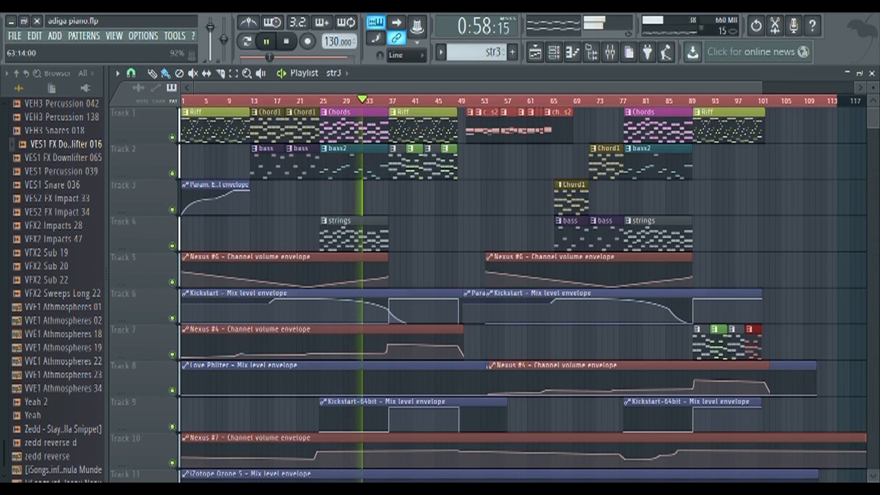 Adiga adiga ( Ninnu kori ) -- Piano and bass backing track ( karaoke)||FL Studio playthrough||
