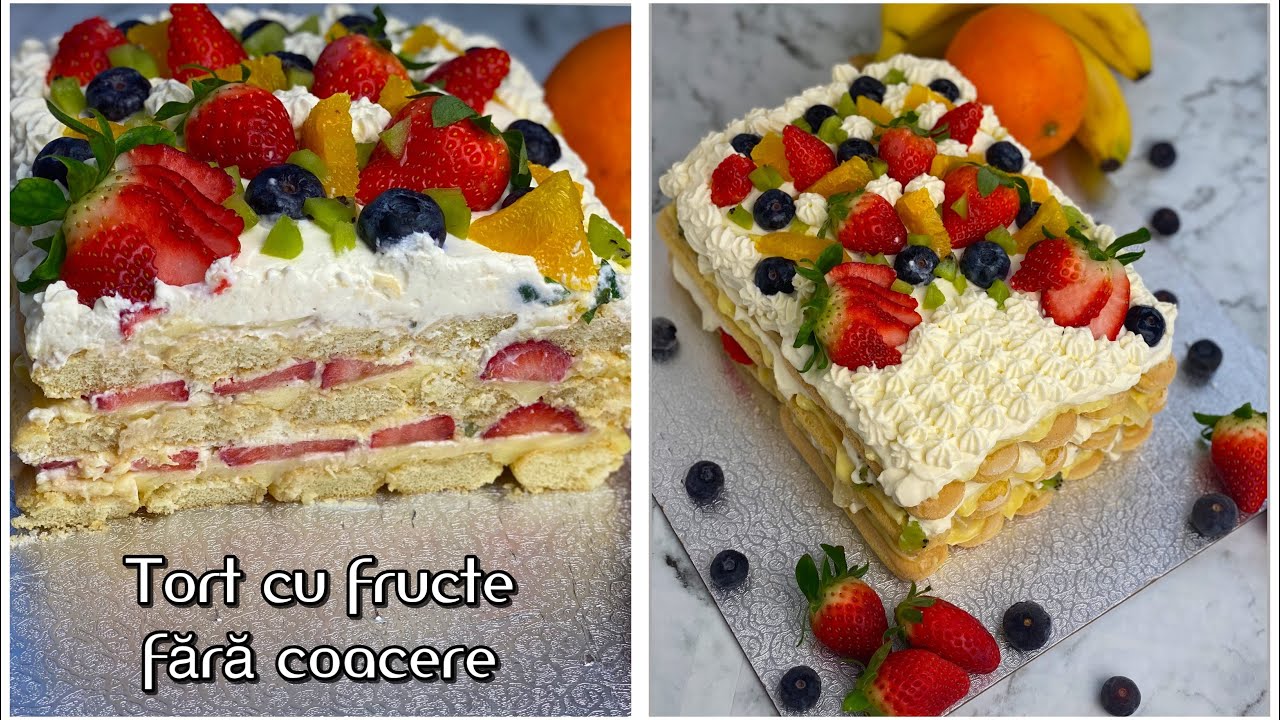 Tort cu fructe in doar 30 de minute - fără coacere | Pastel con frutas en 30 minutos - sin horno