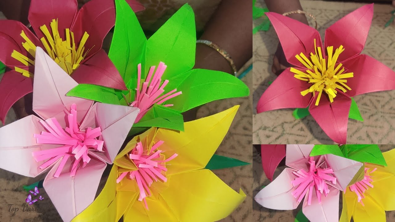 easy  flower making with paper / simple paper flower /malayalam/origami / Papercrafts TOP VARIETY'S
