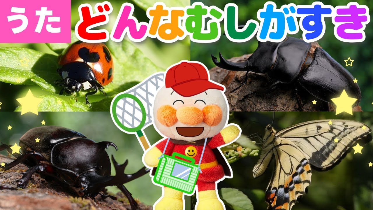 【うた】㊗️30万回再生　どんな虫がすき♪（替え歌）アンパンマン達と一緒に虫を探してみよう！
