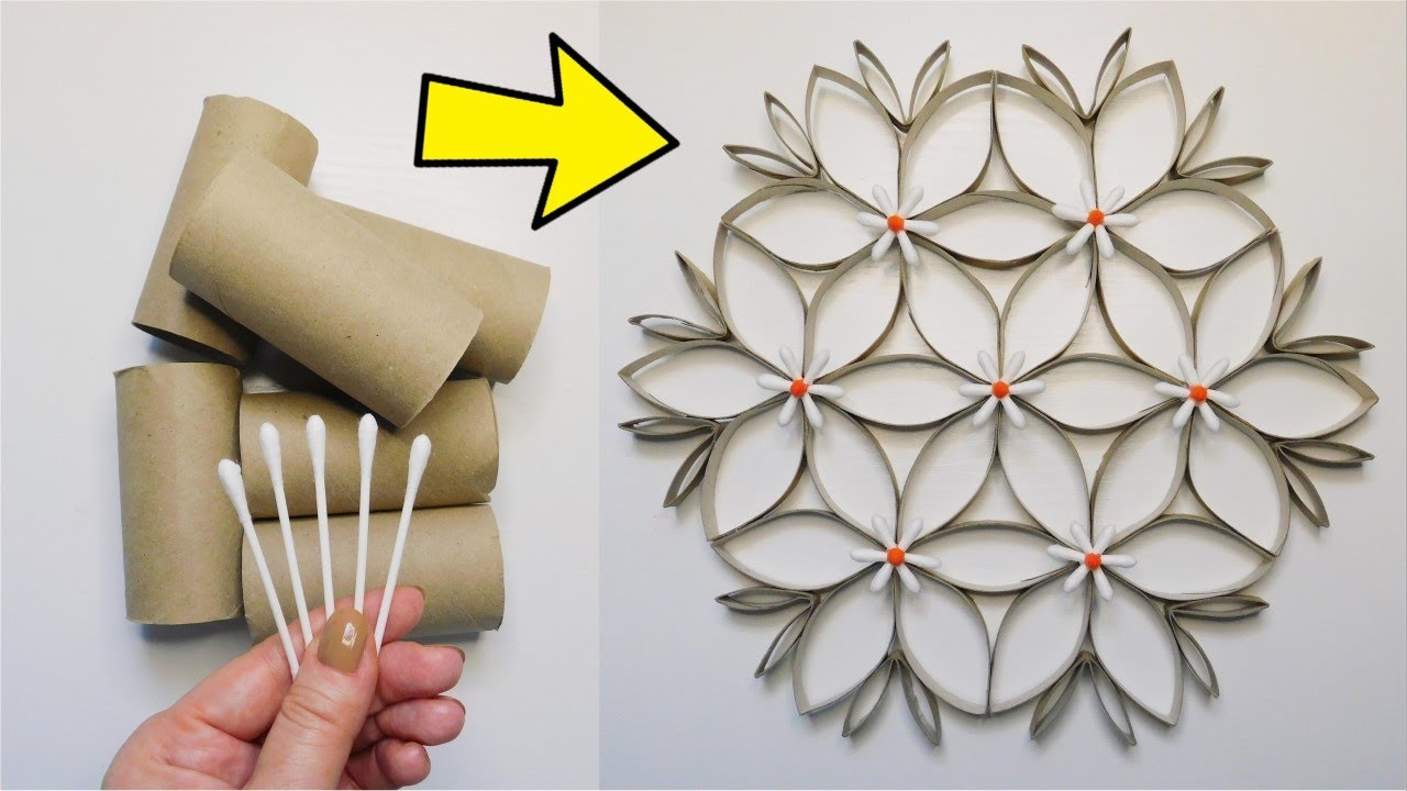 Super Easy Wall Decor with Flowers DIY 💐 How to Reuse Toilet Paper Rolls / Handmade Crafts for You 😃