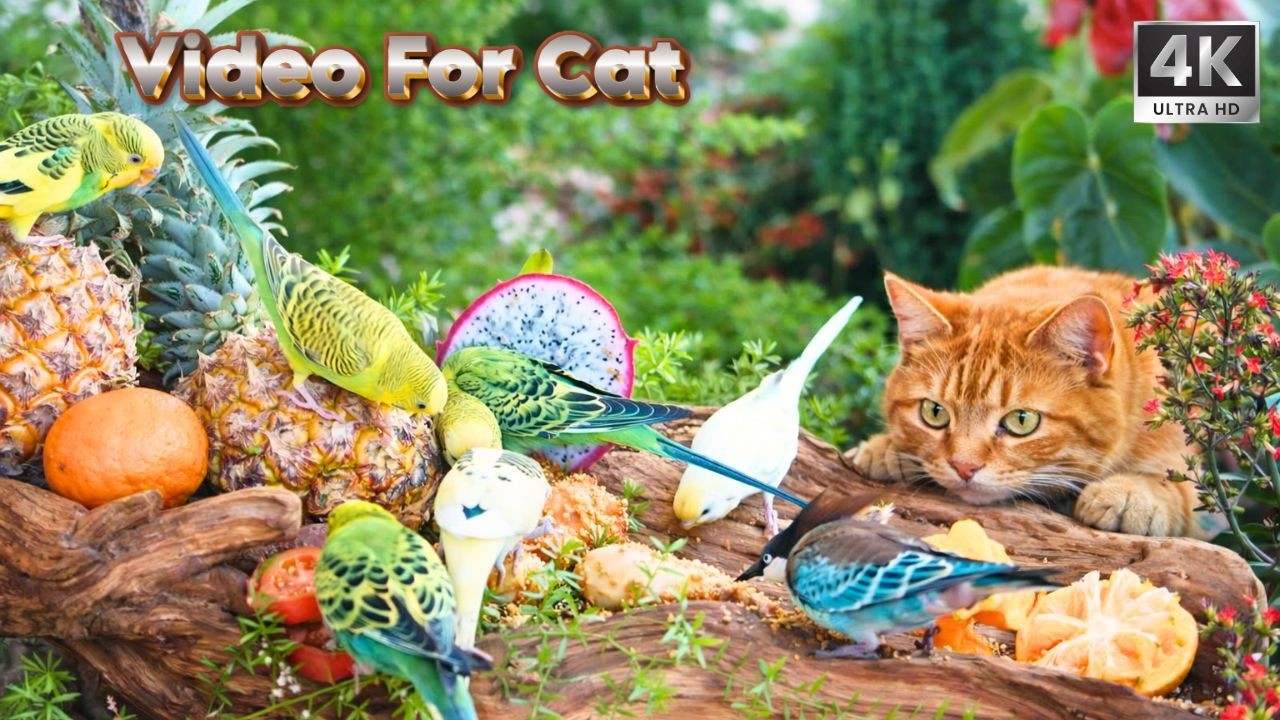 Cat TV for Cats to Watch 😺 Colorful Birds and Relaxing Nature Sounds for Cats | 3HOURS 4K-HDR