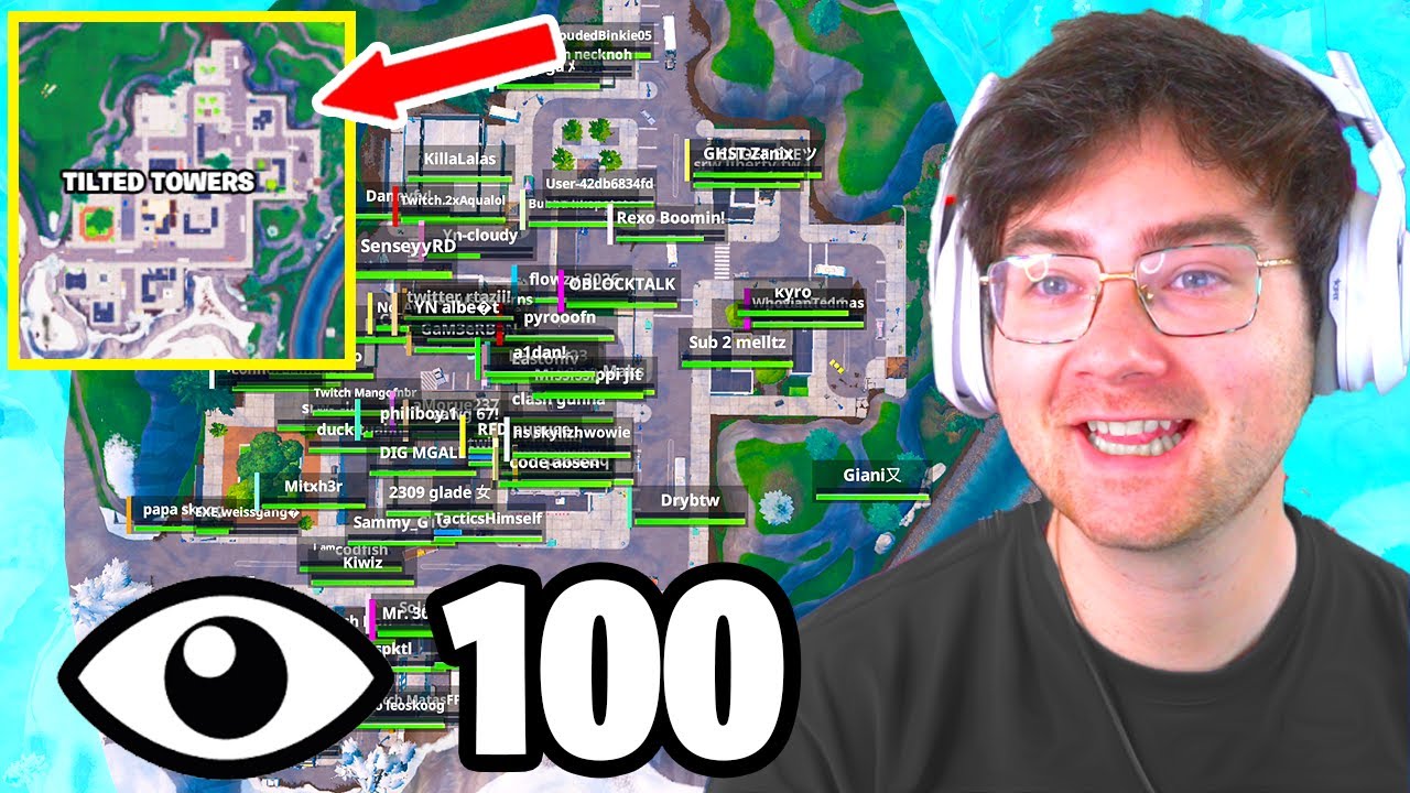 100 Players Land At Tilted Towers in OG Fortnite (The Anniversary Tournament)