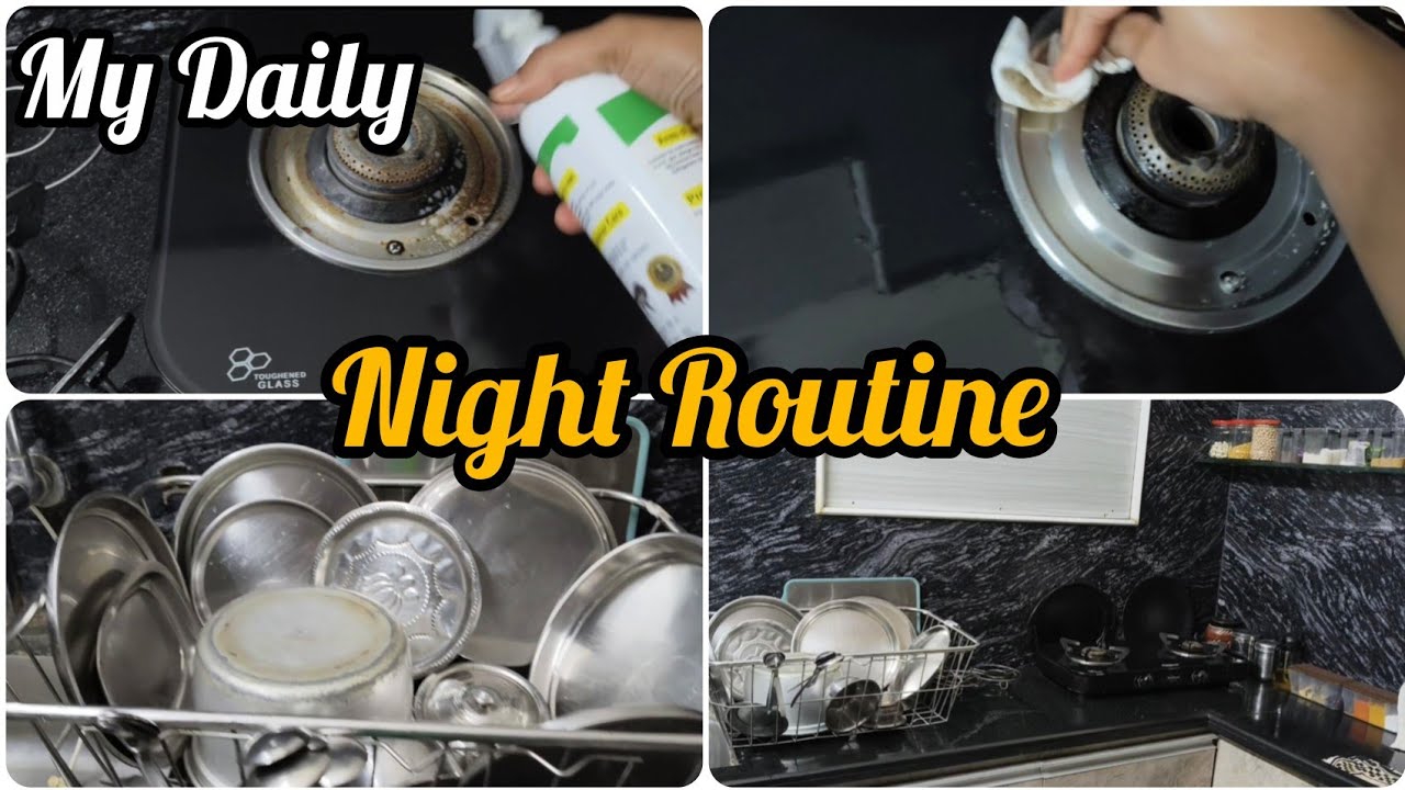 A Day Night Routine | Kitchen Countertop Cleaning in Telugu |#kitchenmakeover  