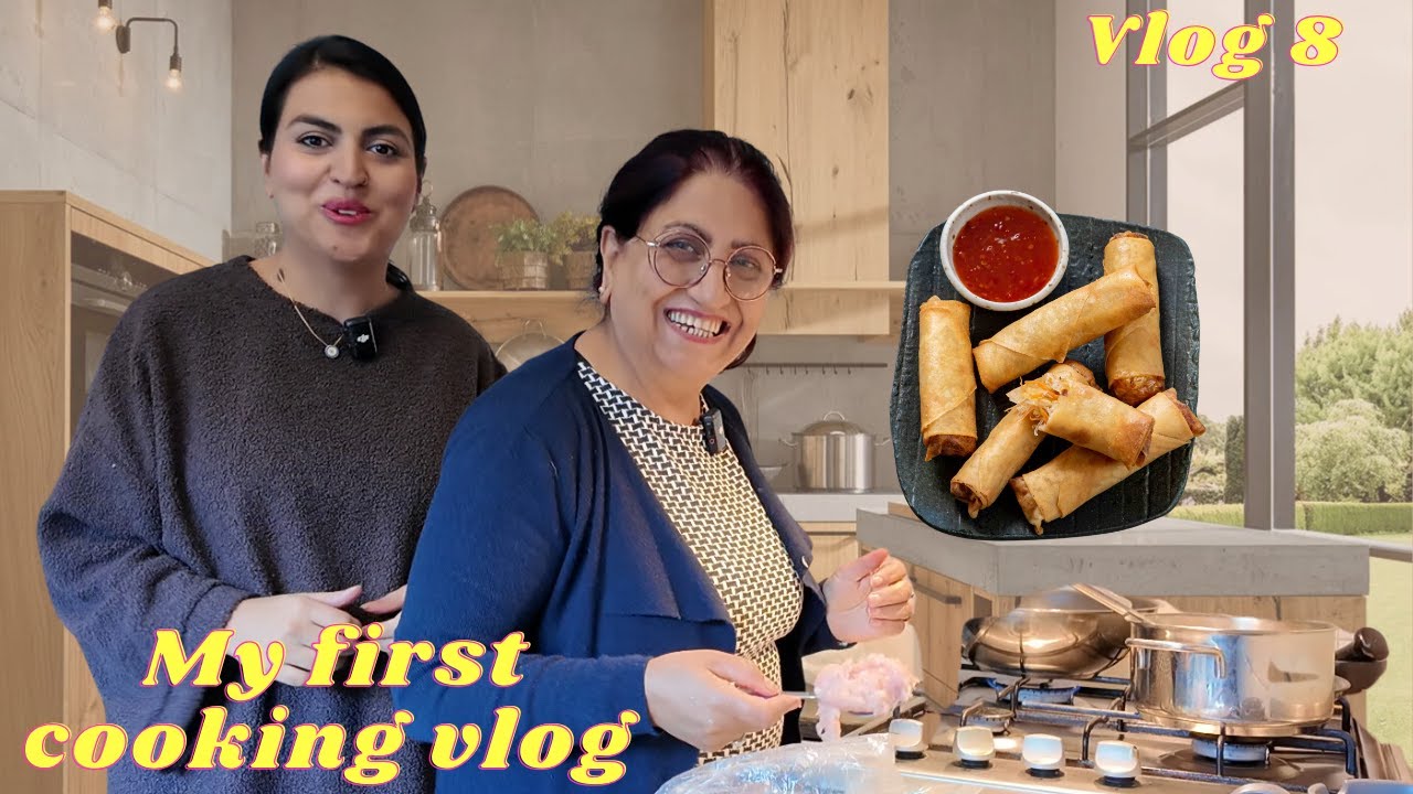 Making spring roll with my mom | جور کردن لومپیا همراهی مادر جان | Vlog 8
