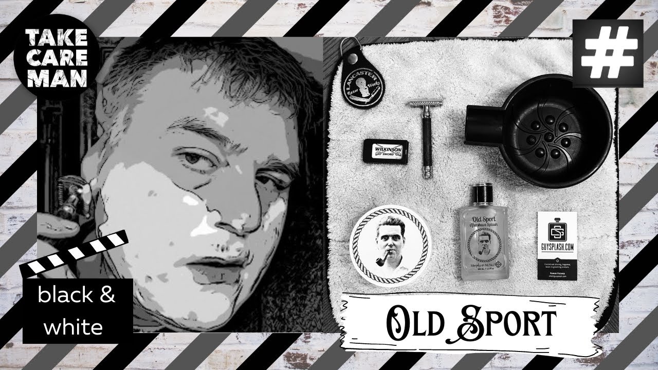 Murphy & McNeil Old Sport shaving soap and aftershave, black and white, Guy Splash