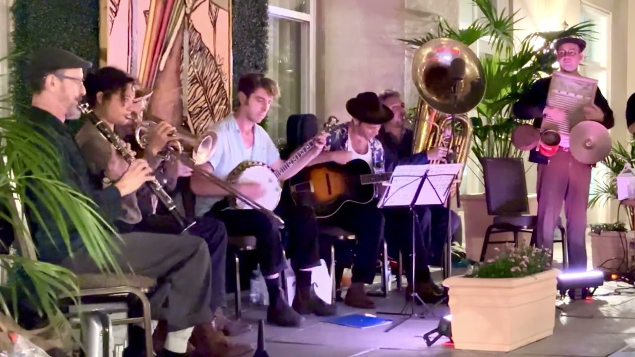 “It gets easier” by Tuba Skinny around the pool at the Hyatt Hotel New Orleans during the #fqf 2024