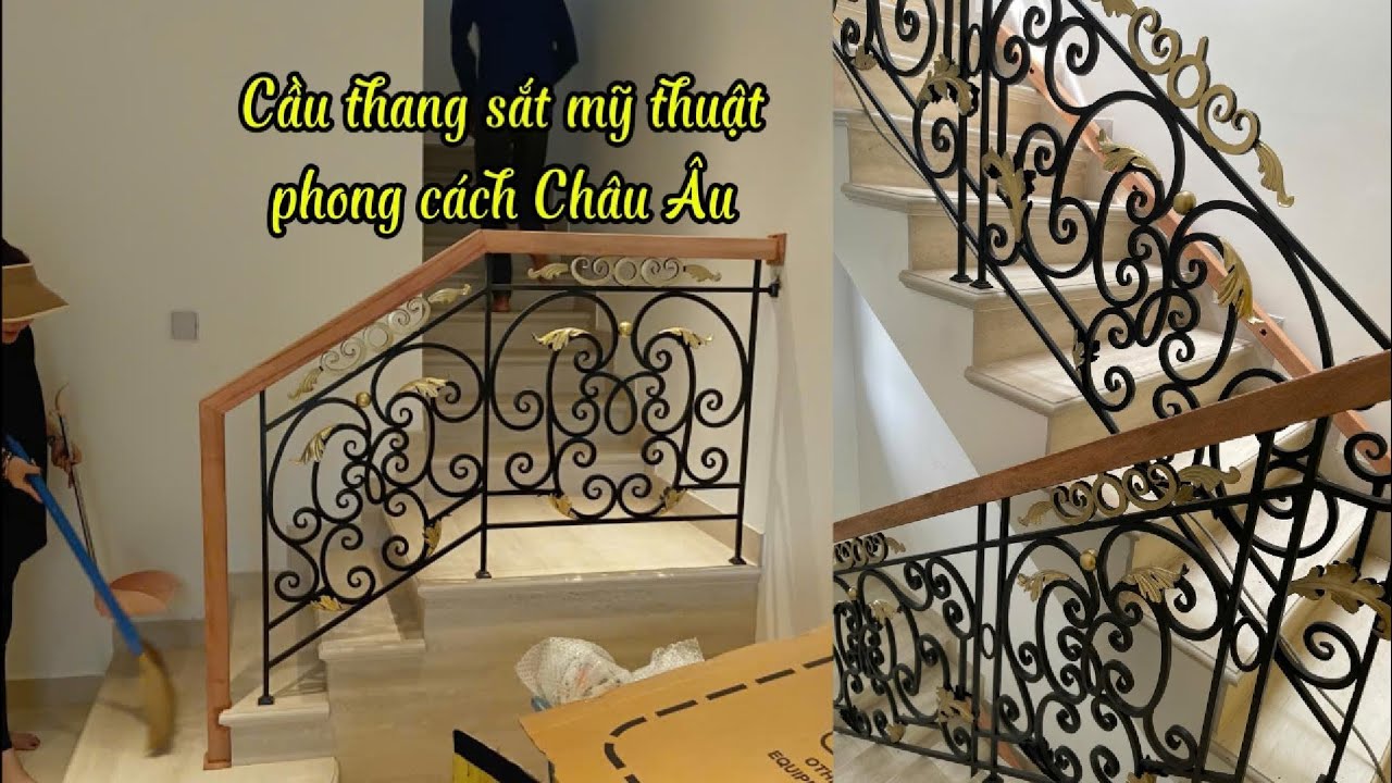 Cầu thang sắt mỹ thuật phong cách châu Âu #cauthangsatmythuat 