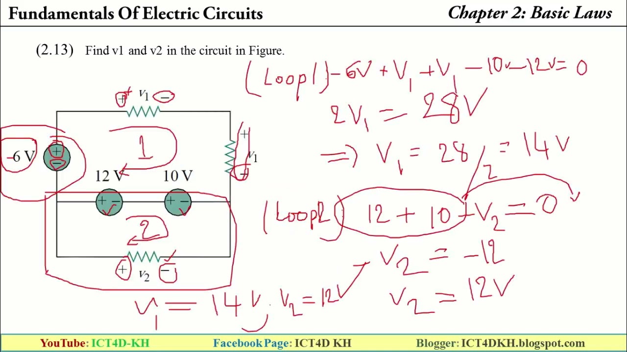 Simulation Exercise 2.13 Find V1 and V2 in the circuit (ប្រើកម្មវិធី Proteus)