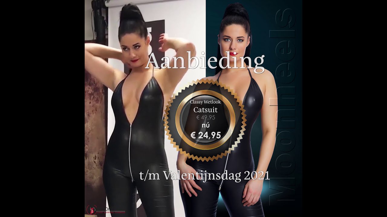 Happy Valentine 2021:  Zwarte wetlook catsuit nú van € 49,95 voor € 24,95