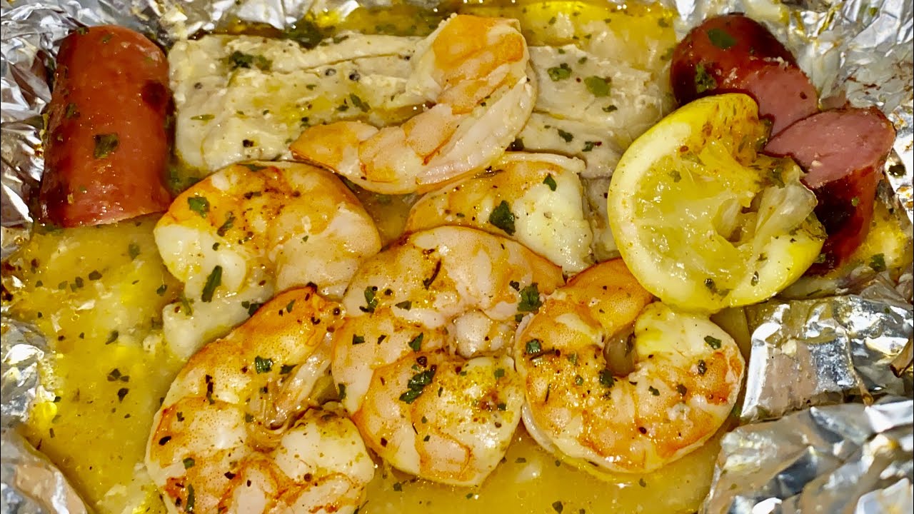 Fish and shrimp in Foil