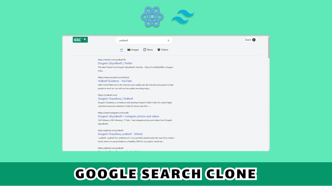 Google Search Clone // reactjs and talwind css