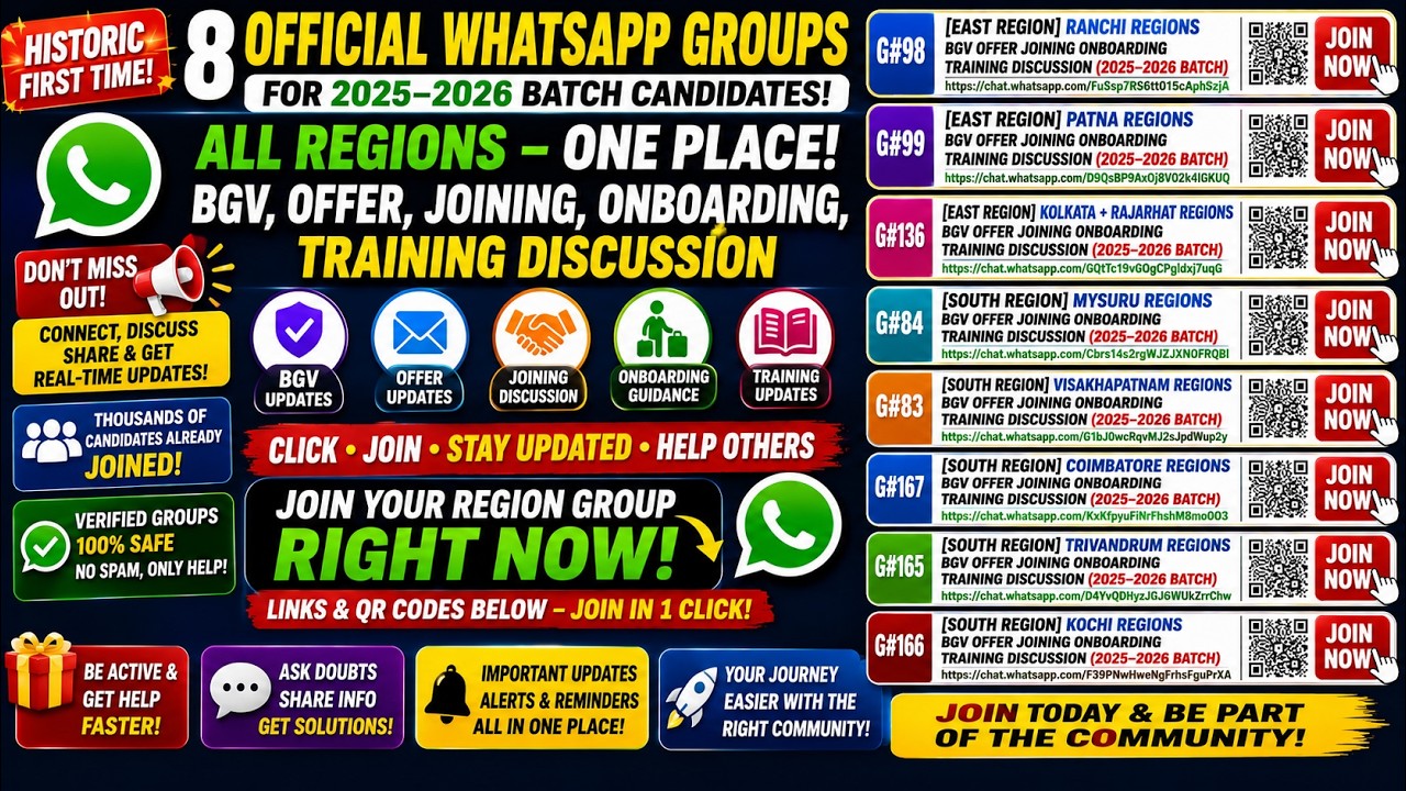 🚨Join Your TCS Region WhatsApp Group NOW! | BGV, Offer Letter, Joining & Training Update (2025&ndash;2026)