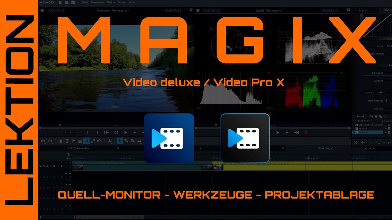 MAGIX Video - Grundlegendes - Quellmonitor - Werkzeuge zur Farbkorrektur & die Projektablage + Tipps