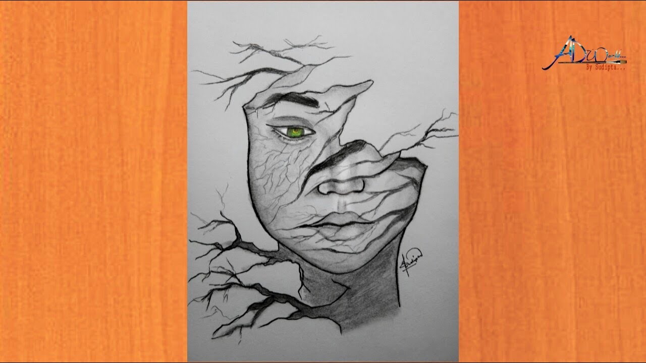 How to draw pencil drawing deep meaningfull art//double exposure  //step by step
