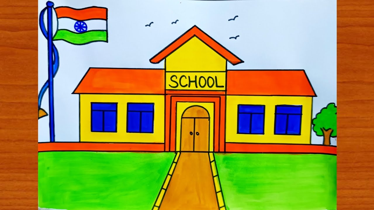 How to draw school drawing easy#school kisi drawing kaise bnate hai #School drawing very easy 🏫🏫