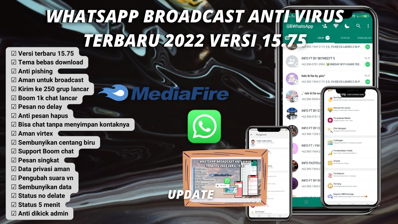 GB WHATSAPP BROADCAST TERBARU VERSI 15.75 ll OTOMATIS ANTI BANNED DAN ANTI VIRTEX