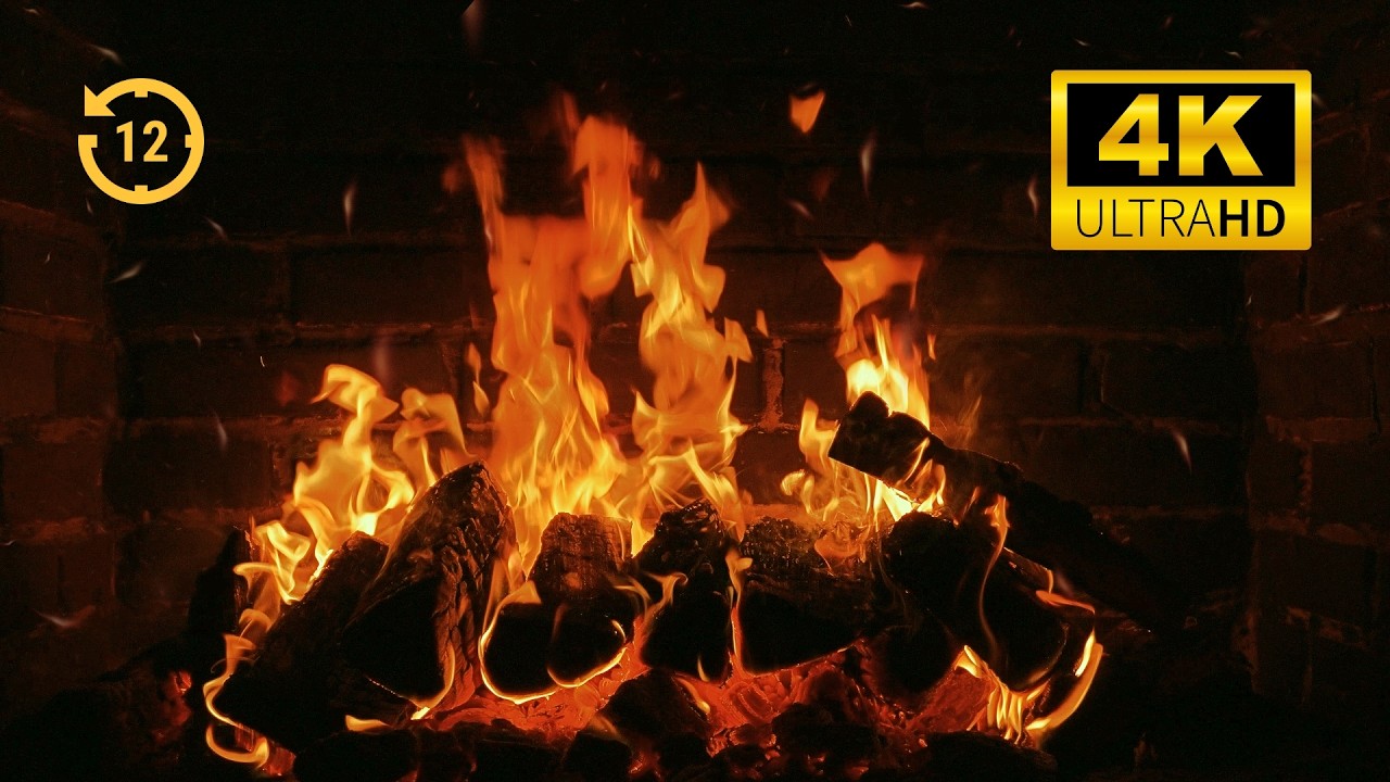 4K Ultra Realistic Fireplace 🪵 12H Real Wood Burning Sounds (No AI) Deep Sleep & ADHD Focus 🔥