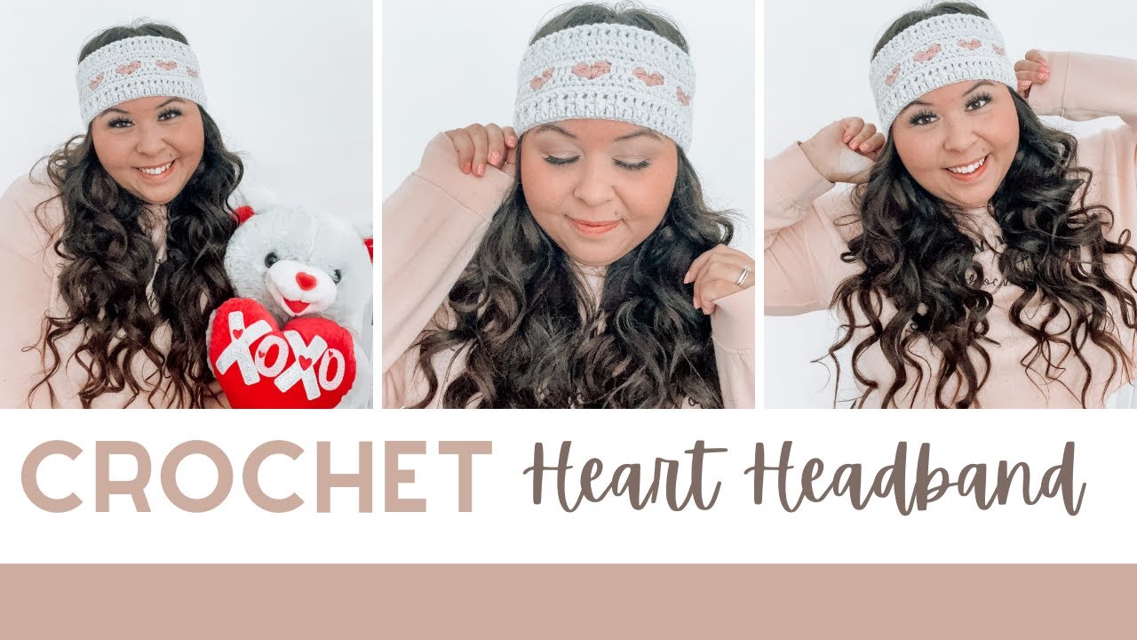 Crochet Headband Tutorial- Valentines Day Crochet Pattern- Crochet Heart Headband