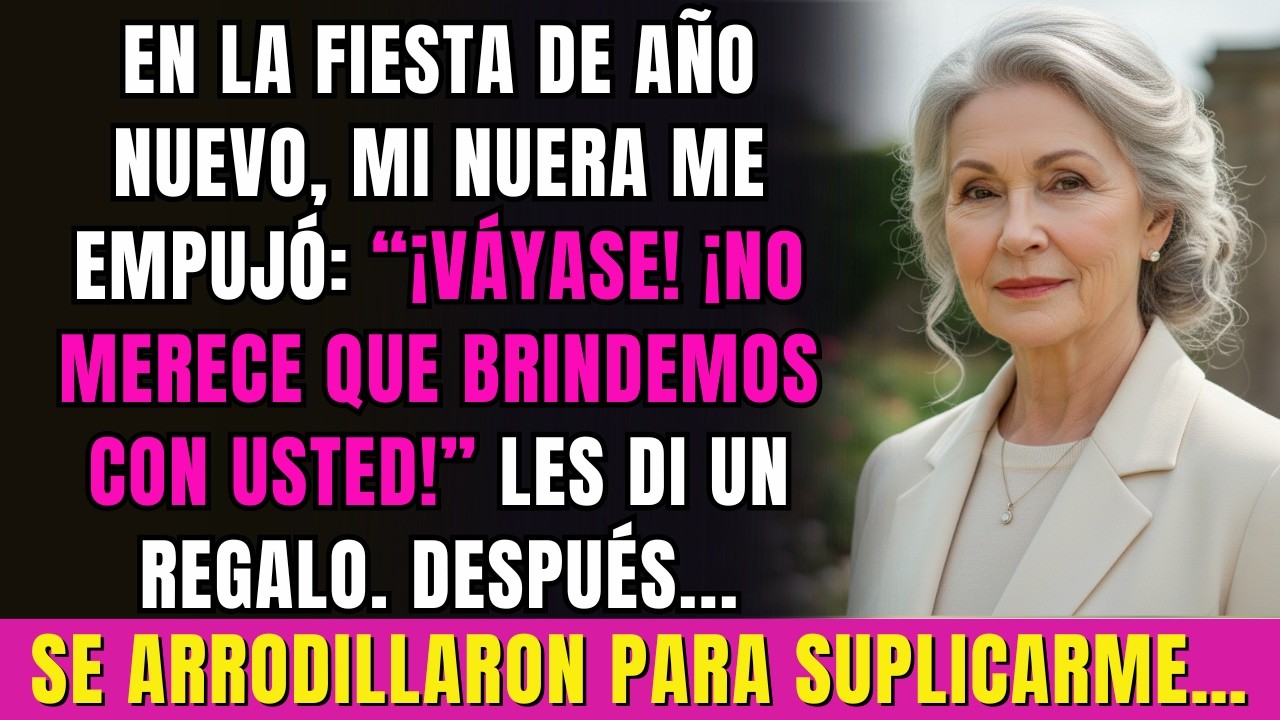 En año nuevo mi nuera me empujó: “¡váyase, no merece brindar!”… les di un regalo y se arrodillaron