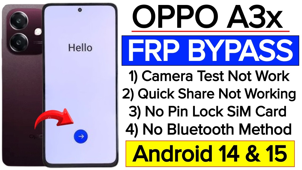 Oppo A3x FRP Bypass Android 14,15 Quick Share Not Working | Google Account Remove | Without PC