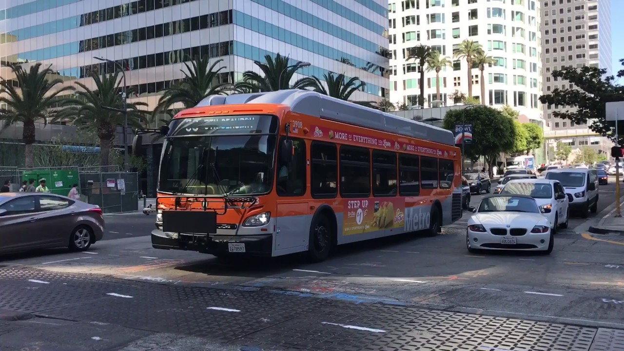 LA buses at Downtown Los Angeles (HD)