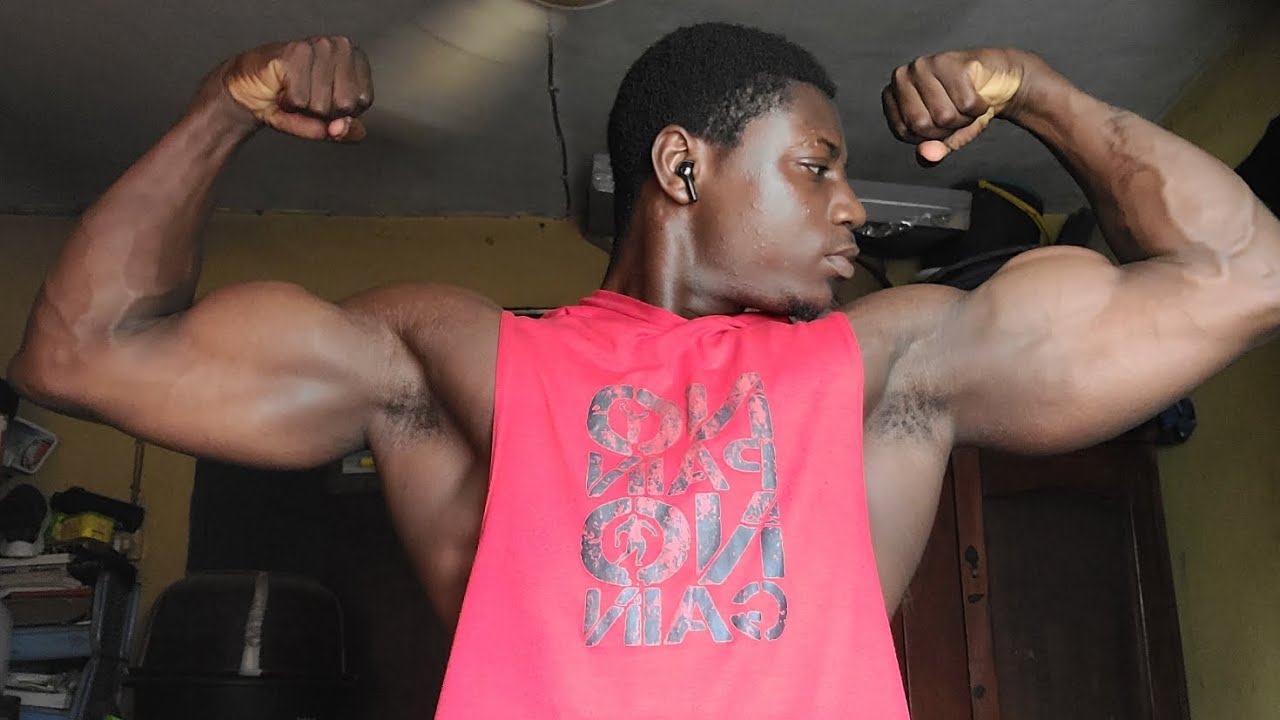 Black teen shirt flexing muscle monster bbc
