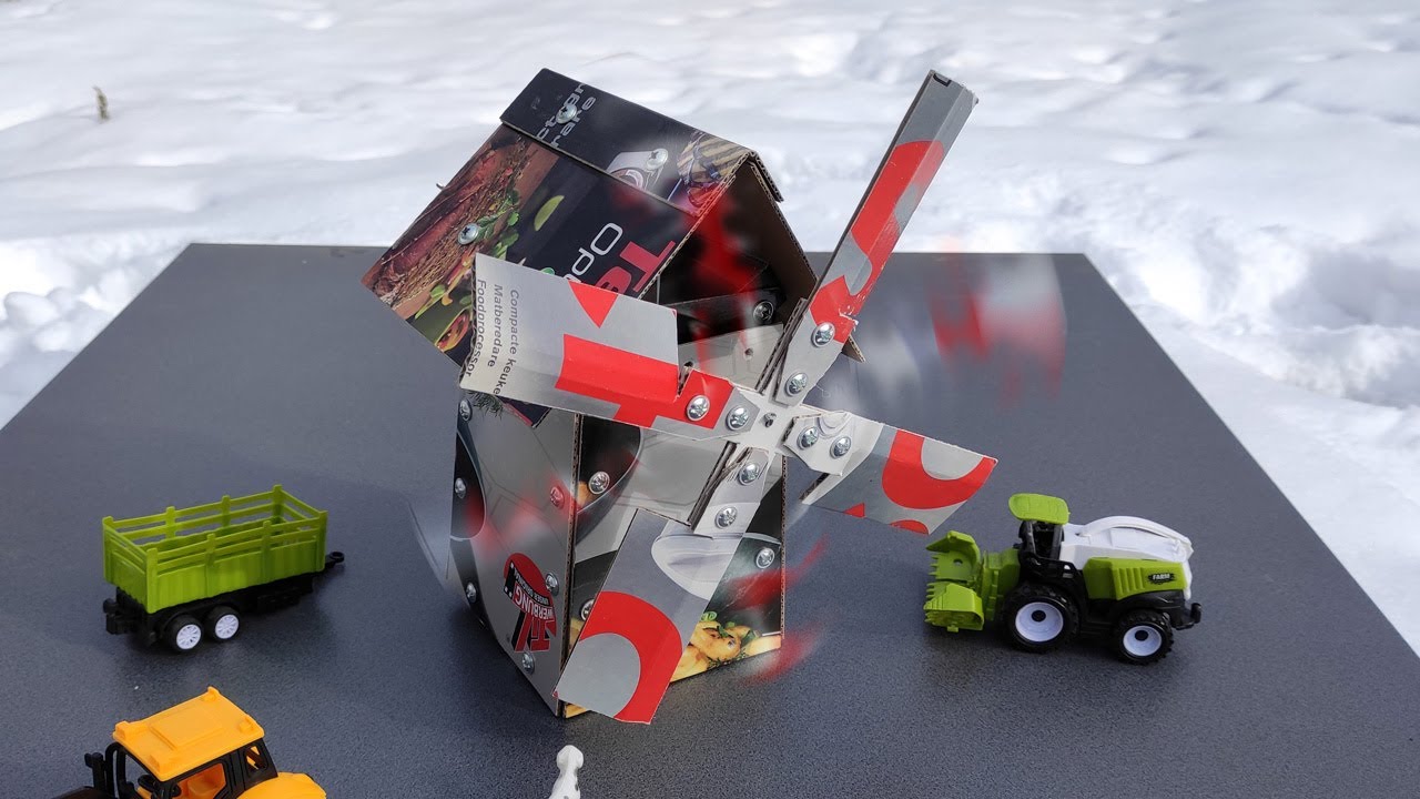 K6 - Disassemblable toy mill made from corrugated cardboard packaging. (FULL VIDEO)