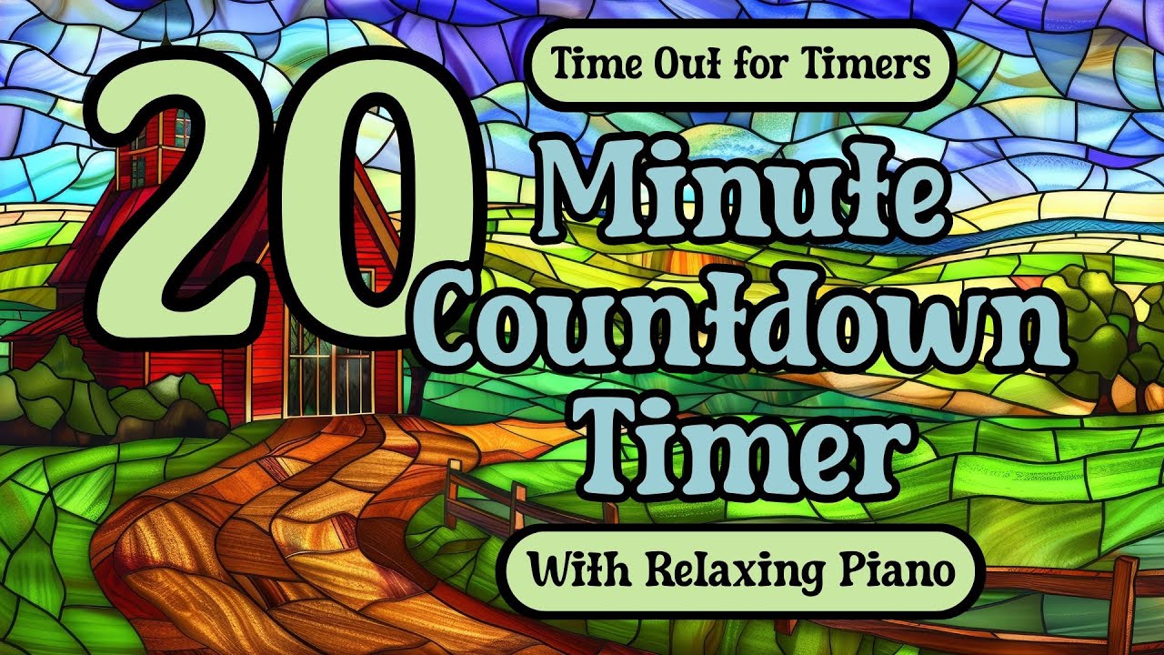 20 Minute ELEGANT STAINED GLASS SCENE Countdown Timer with Relaxing Piano Music & Alarm