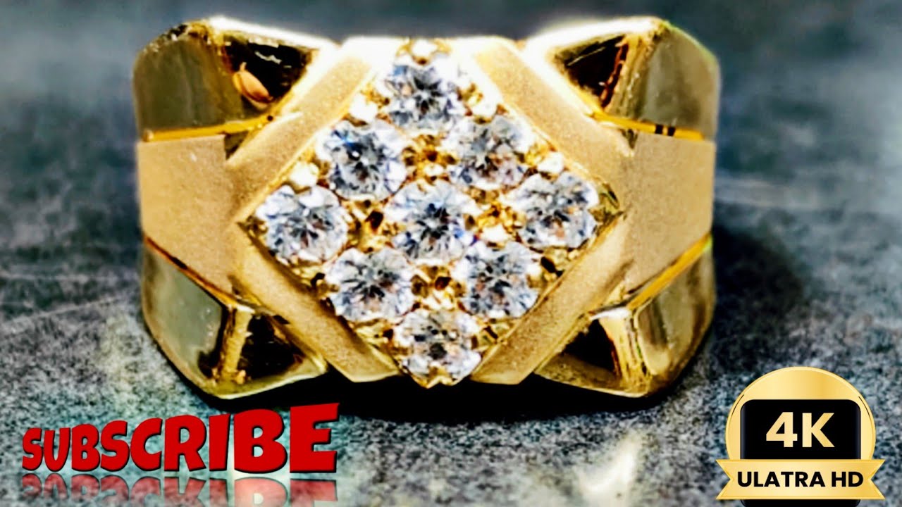 Custom Diamond Ring 🔥💍 _ Stone Gold Rings for Man's _ New Design Gents Ring #ring