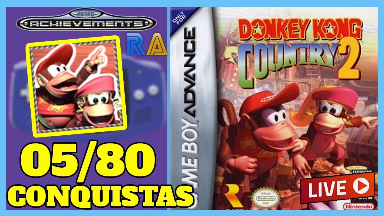PLATINANDO: Donkey Kong Country 2 (GBA) 🏆[05/80] RetroAchievements AO VIVO