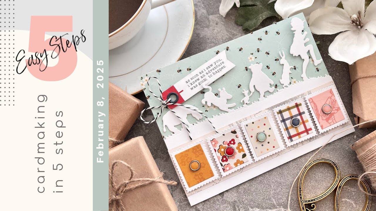 CARDMAKING IN 5 EASY STEPS | More Spellbinders - Simple Stories Say Cheese Classic Pooh | 007