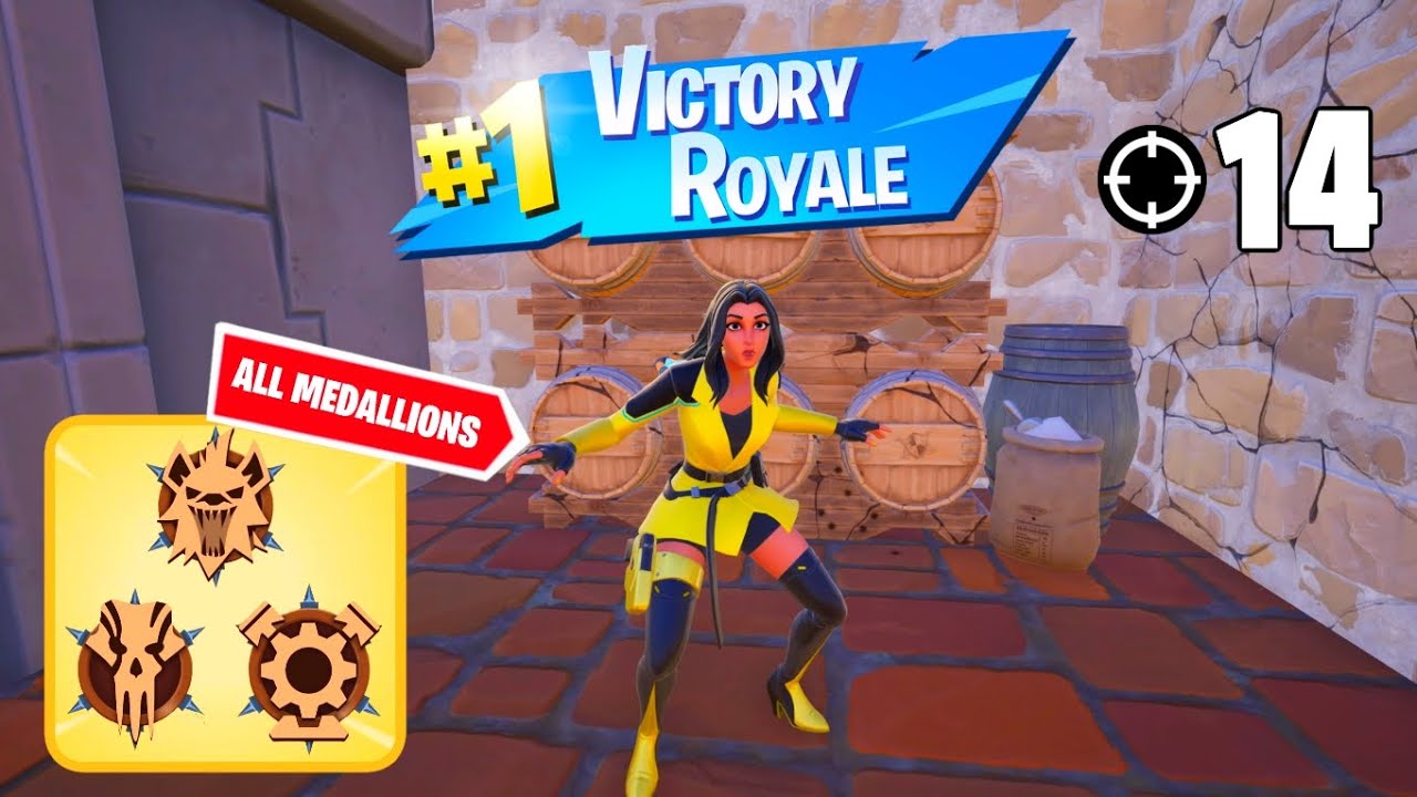 High Elimination Solo Win Gameplay | ALL MEDALLIONS | Fortnite Chapter 5 Season 3 Zero Builds