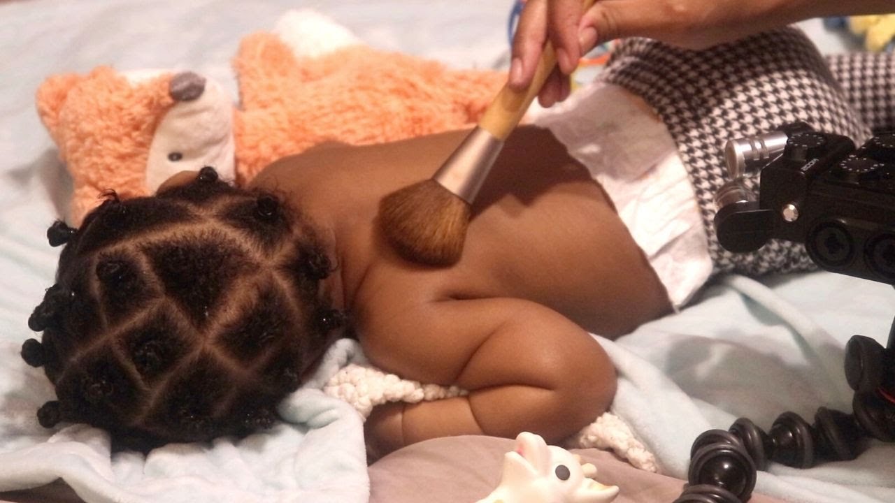 ASMR Tingly back brushing massage on my 6mo baby daughter 💕 (whisper)