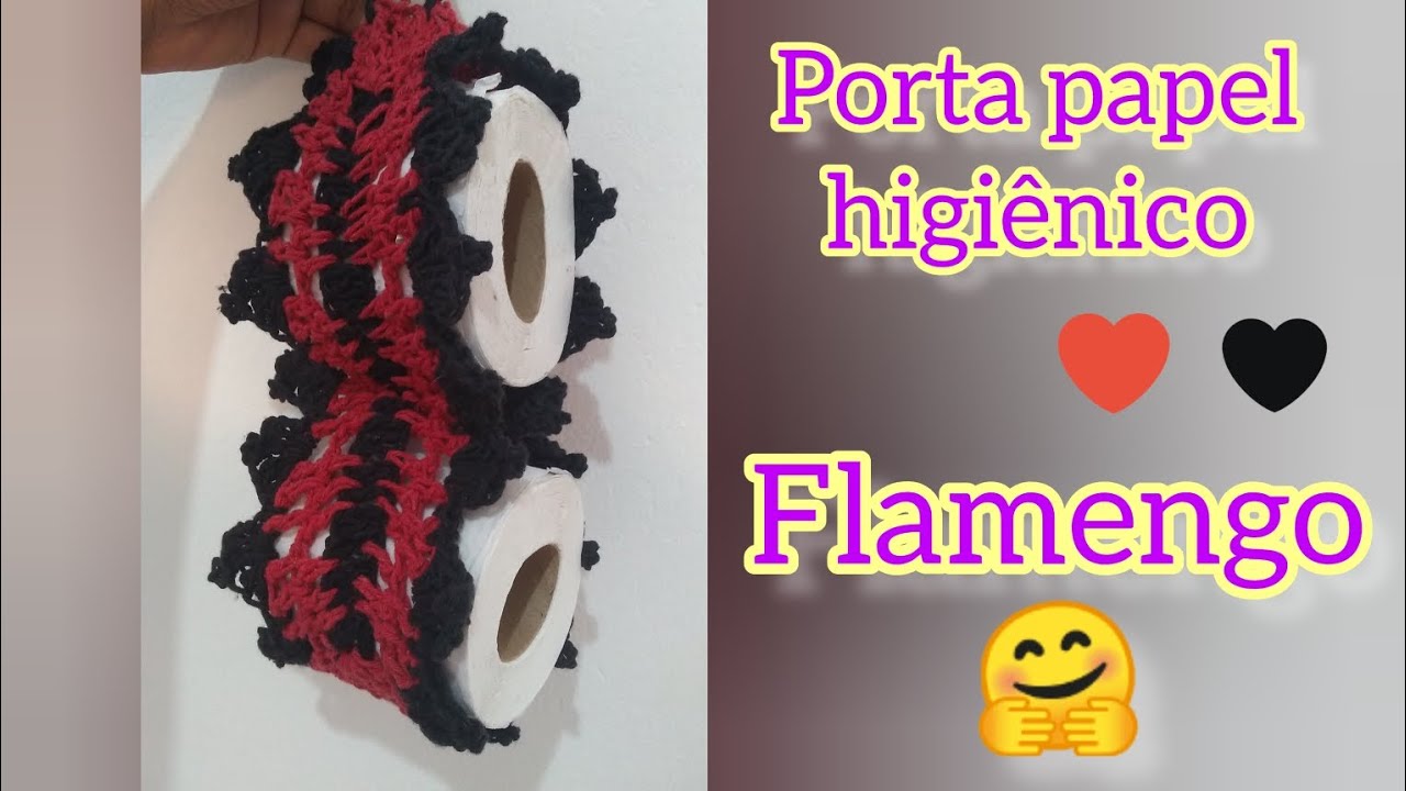🖤♥️PORTA PAPEL HIGIÊNICO DE CROCHÊ SIMPLES  MODELO DO FLAMENGO 😍🖤♥️ #croche #tapetedecroche