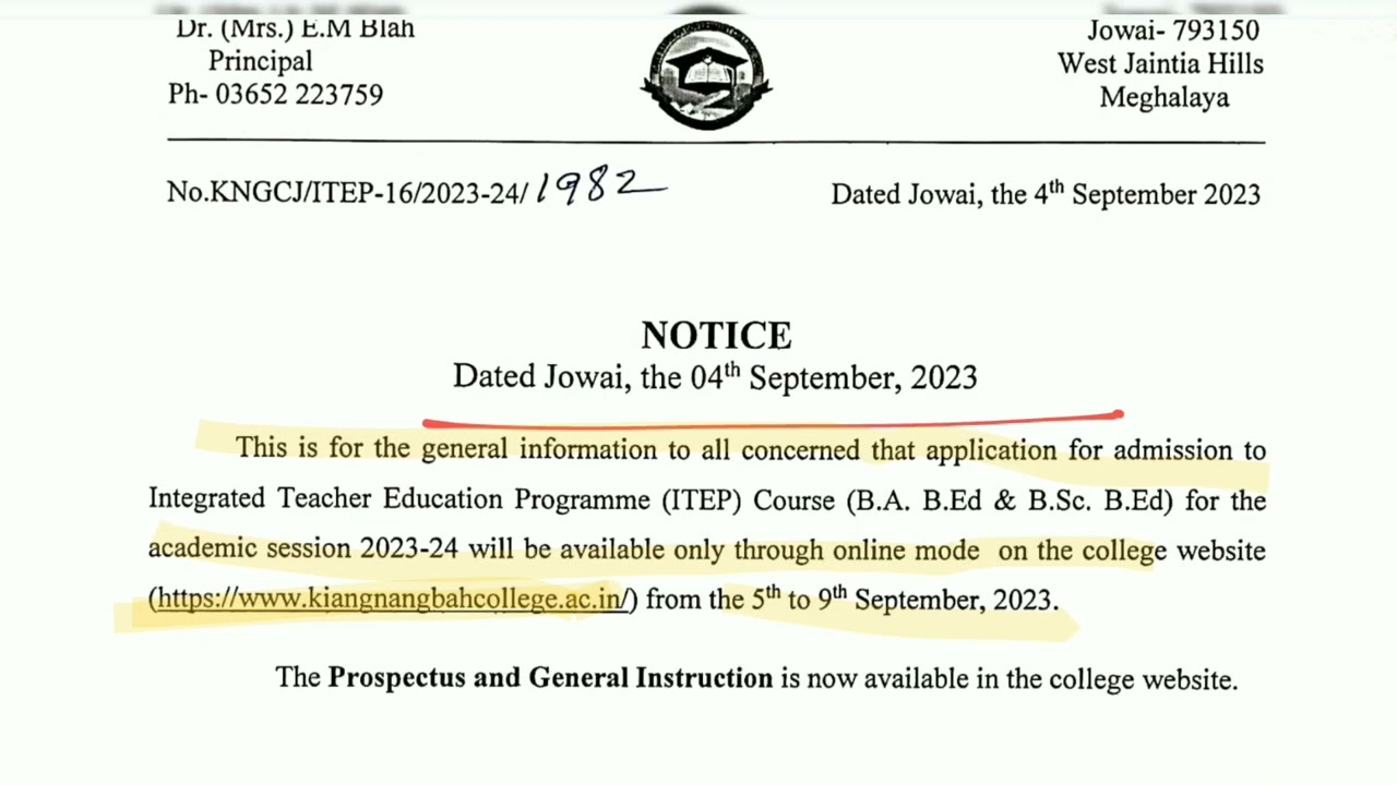 NCET Counselling Latest Update Kiang Nangbah Government College Jowai Meghalaya #itep #ncet #ug