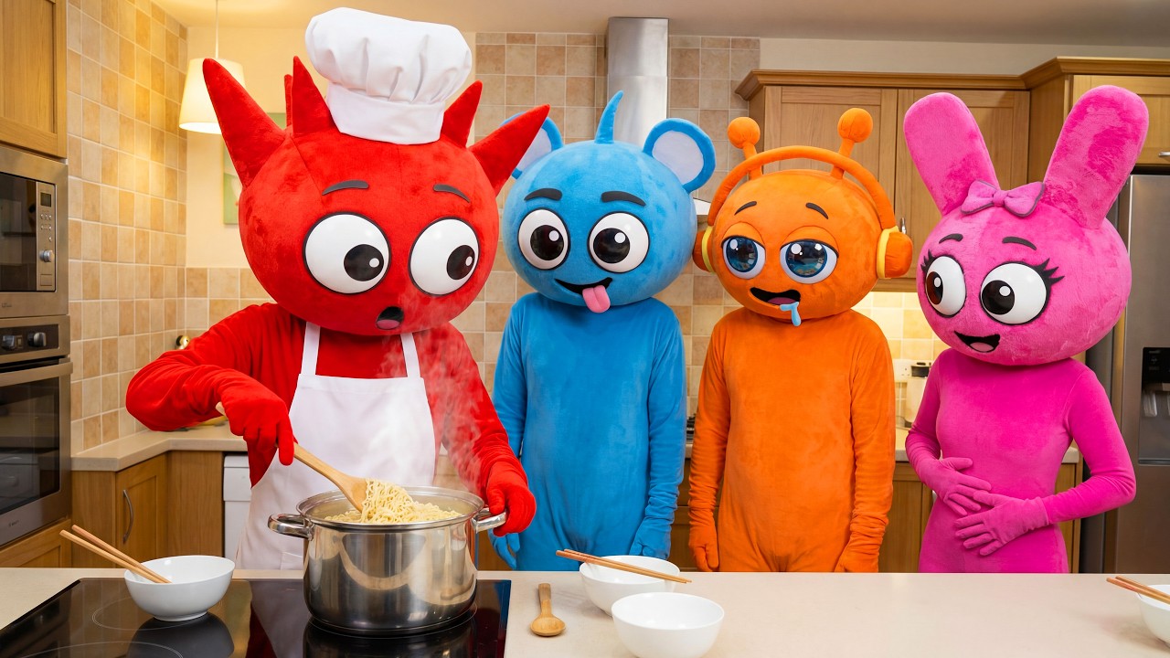 Cooking Chaos! Raddy, Pinki, Oren & Sky in the Kitchen 🍳