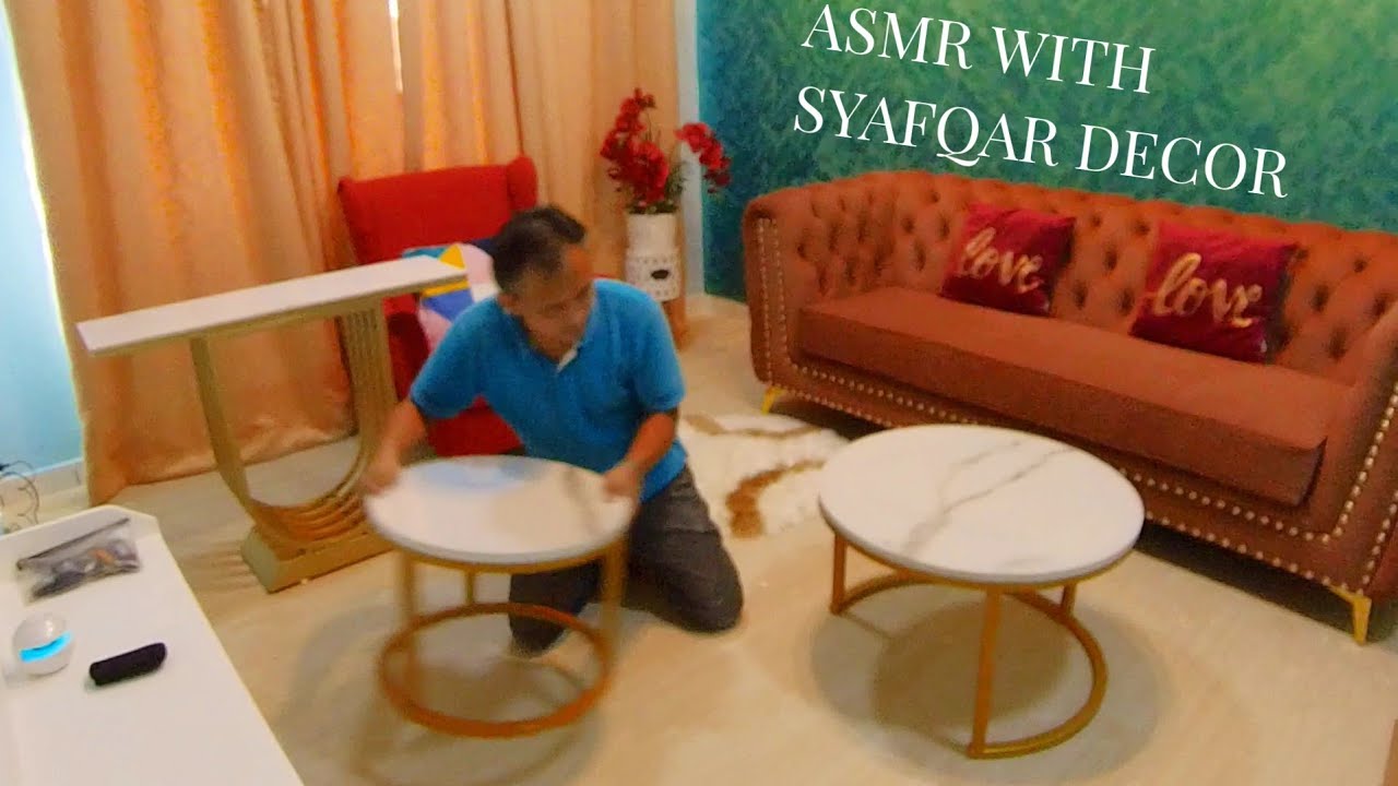 Time lapse ASMR tutorial of installing and assembling a console and coffee table from Syafqar Decor