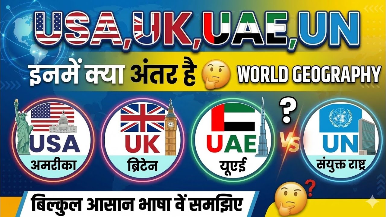 USA, UK, UAE और UN में क्या अंतर होता है | Difference Between USA, UK, UAE and UN | #geography #gkgs