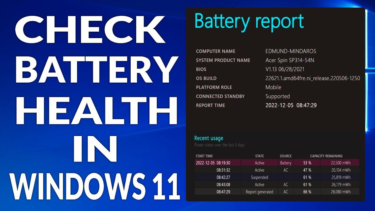 How To Check Laptop Battery Health Report in Windows 11