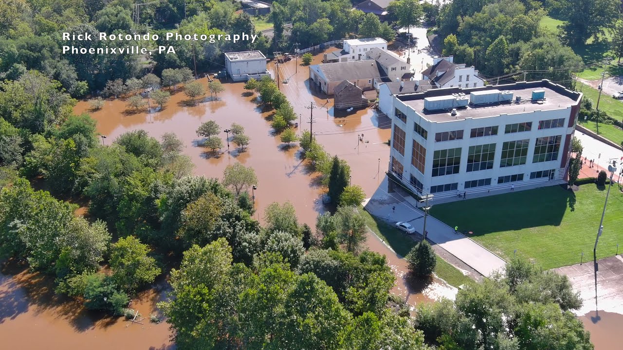 Remnants of Hurricane Ida - Historic Flooding in Phoenixville, PA - Drone Footage
