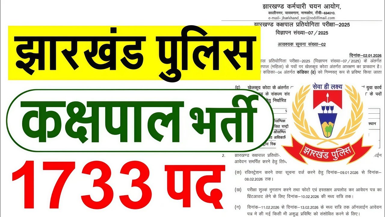 Jharkhand Kakshpal Vacancy 2026 [1733 Post] झारखंड कक्षपाल भर्ती 2026 के लिए ऑनलाइन आवेदन शुरू